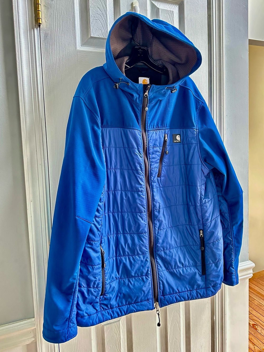 Carhartt Lightweight Puffer Jacket Mens Tall Large Blue Workwear Waterproof
